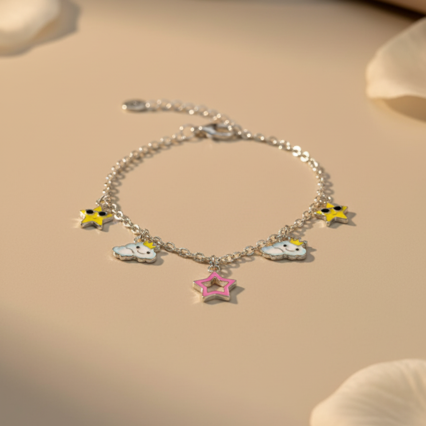 Silver Stars & Clouds Baby Bracelet