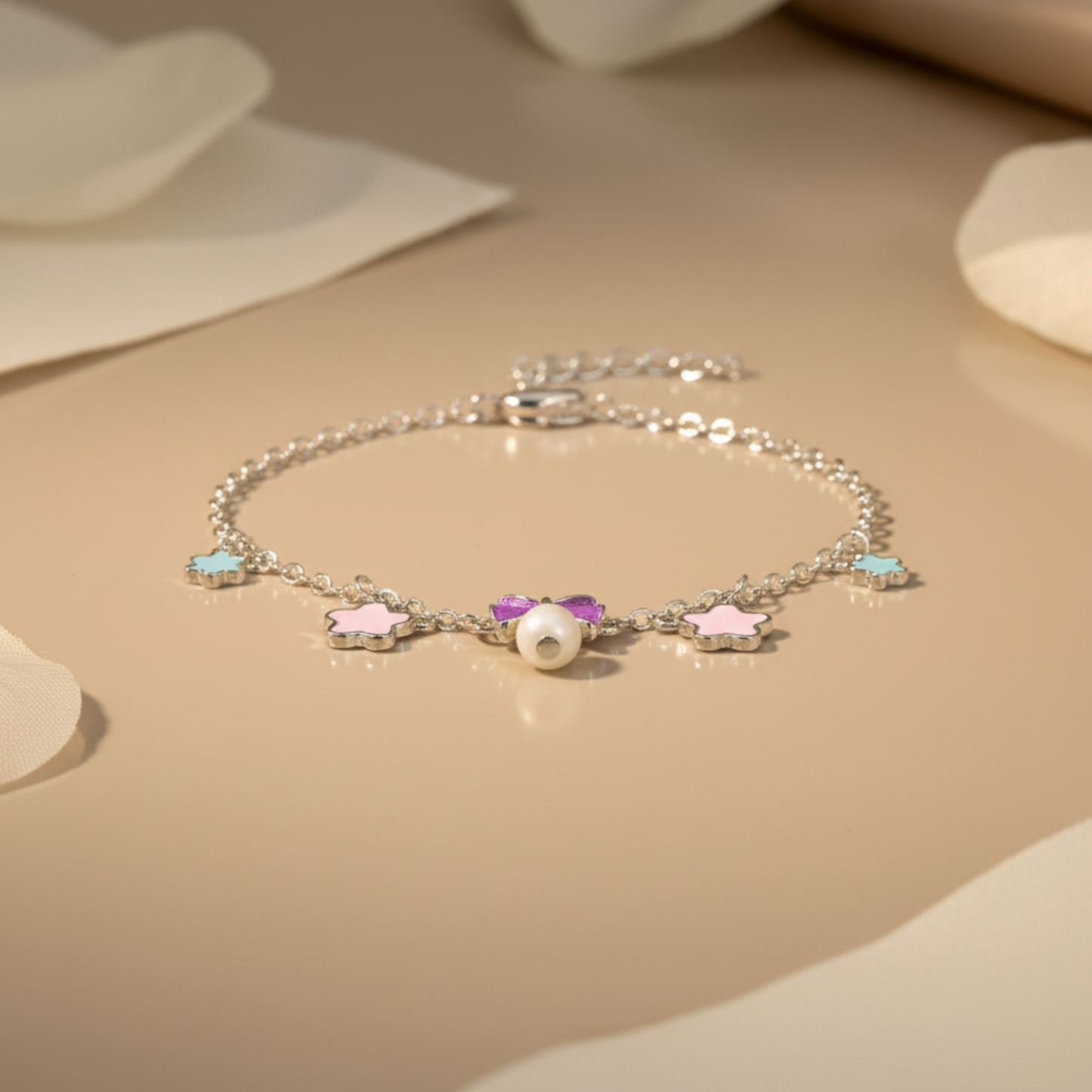 Silver Twinkle Bow Baby Bracelet