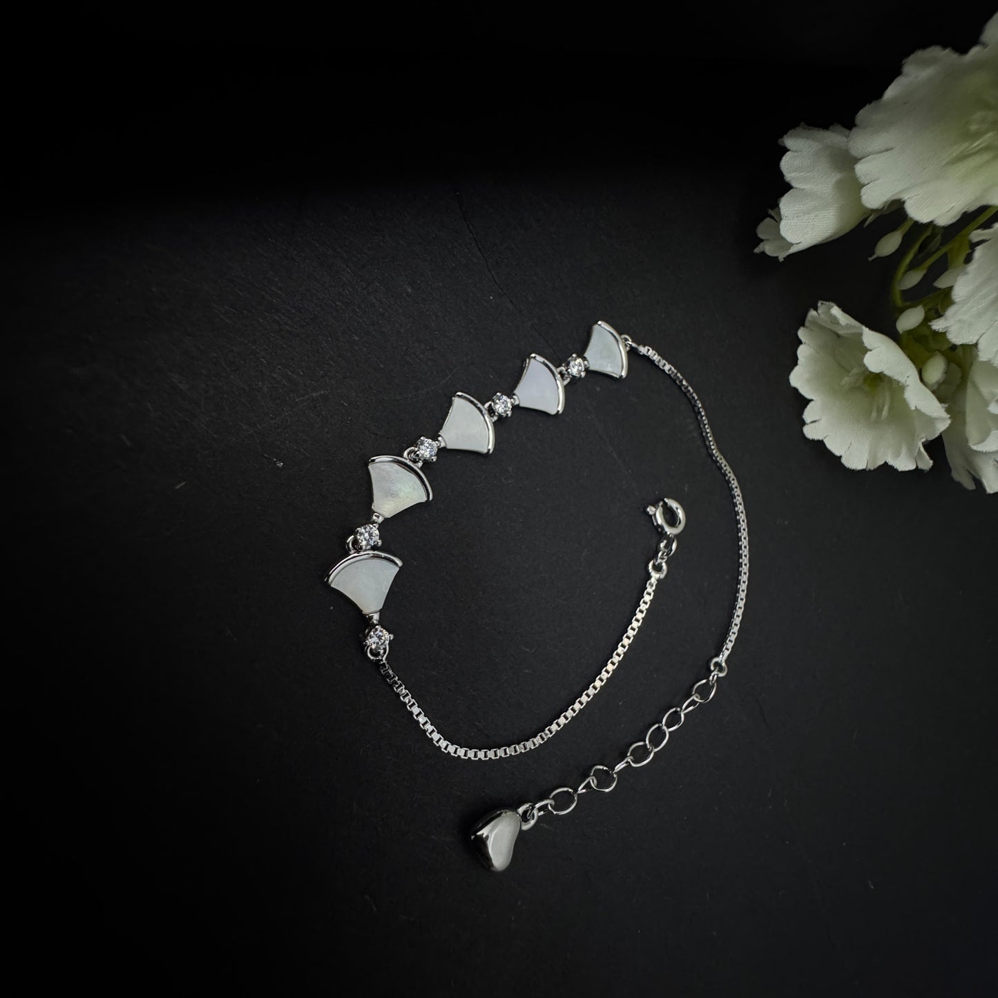 Silver Fan Charm Bracelet