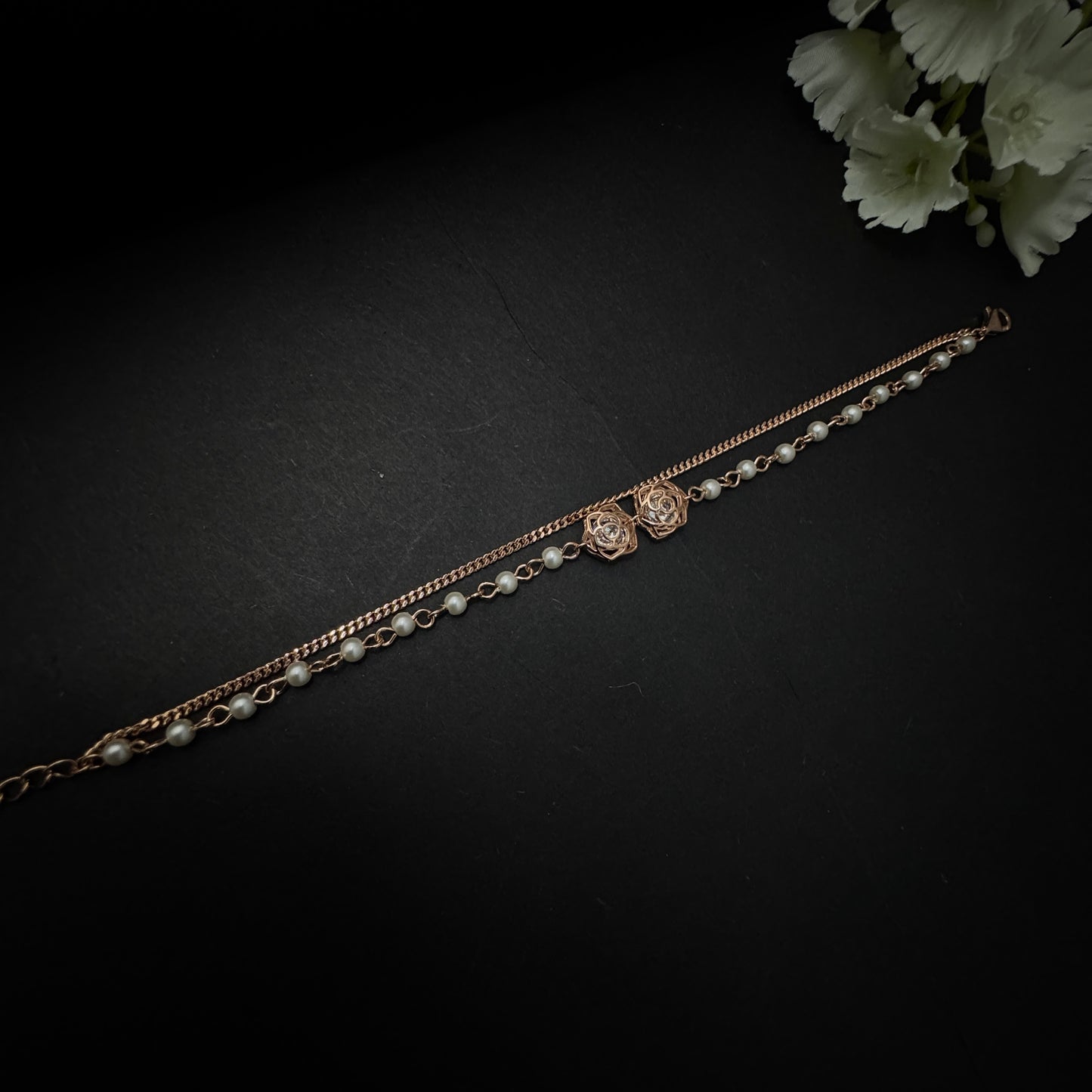 Rose Gold Plated Silver Rose Bracelet