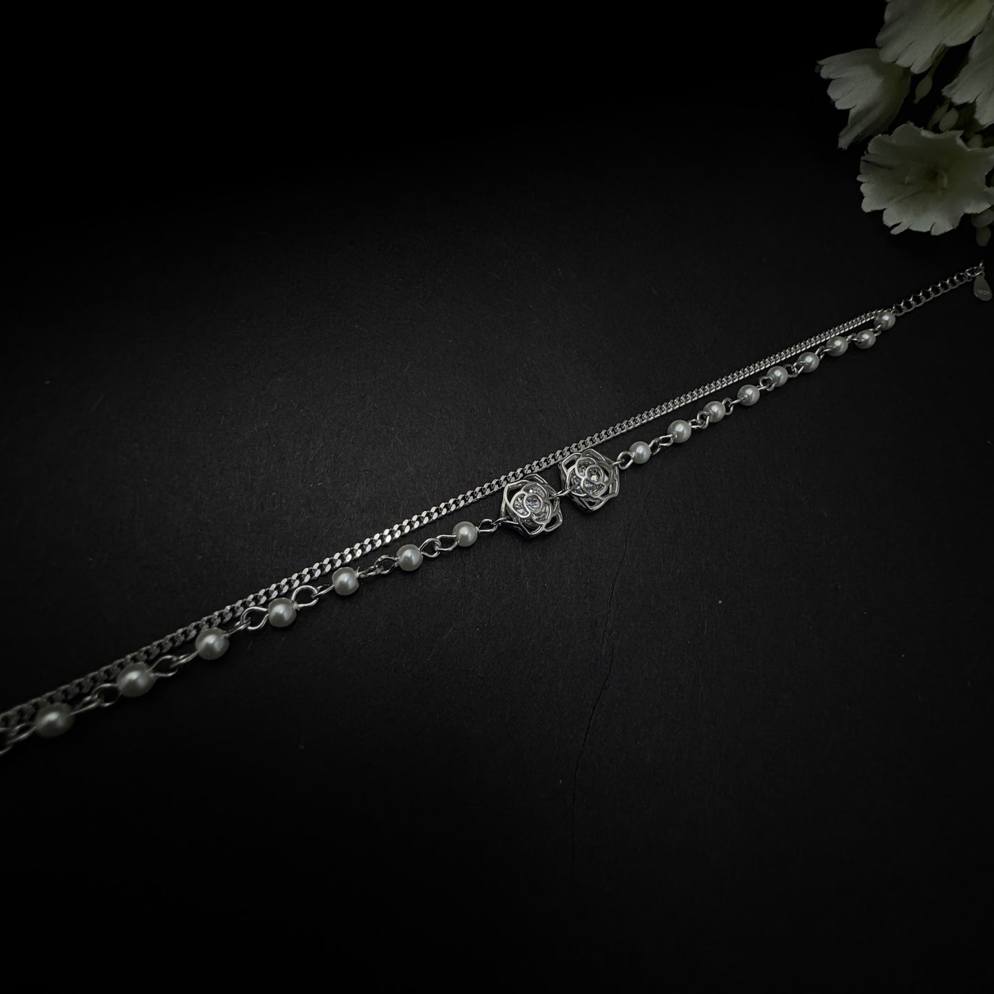 Silver Rose Bracelet