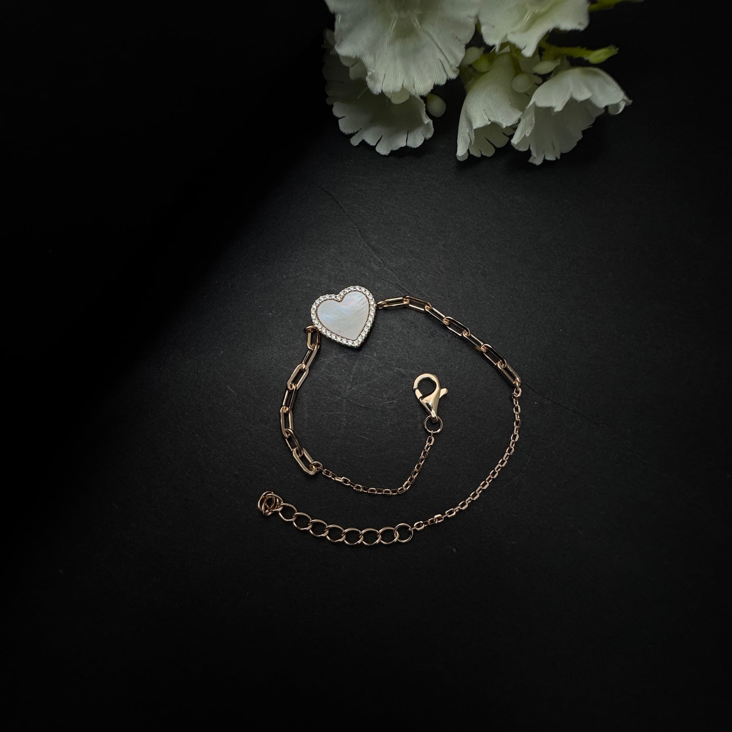 Rose Gold Plated Heart Link Bracelet