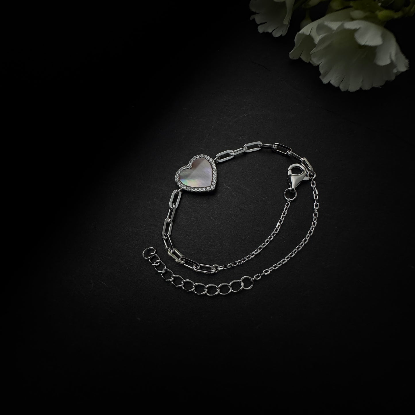 Silver Heart Link Bracelet