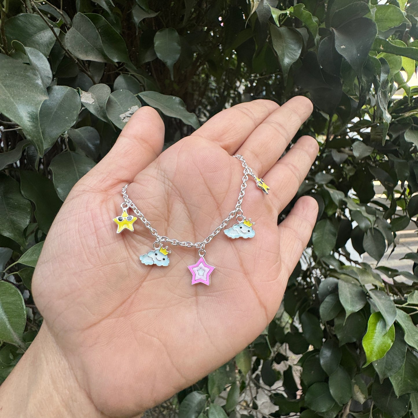 Silver Stars & Clouds Baby Bracelet