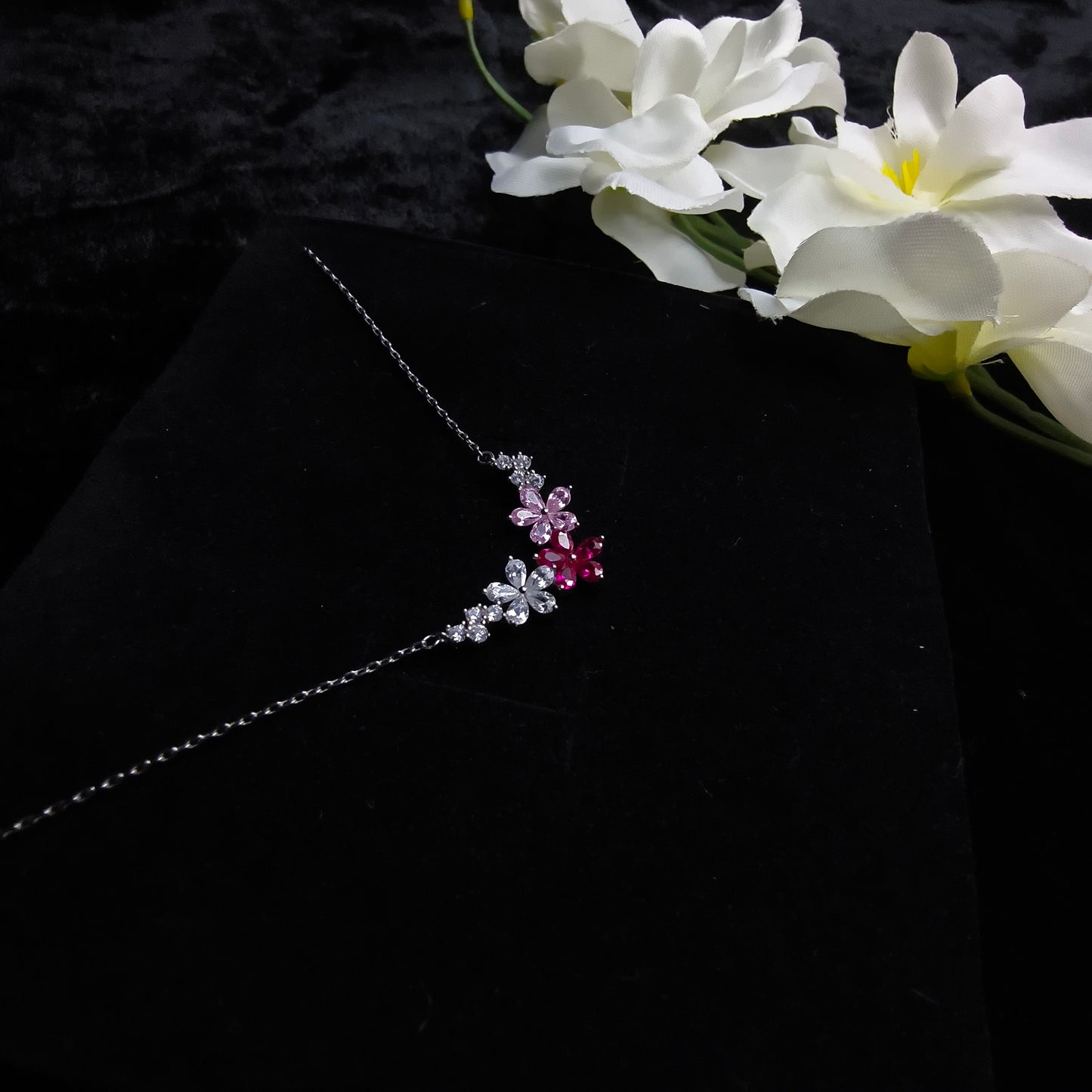 Silver Blushing Bloom Necklace