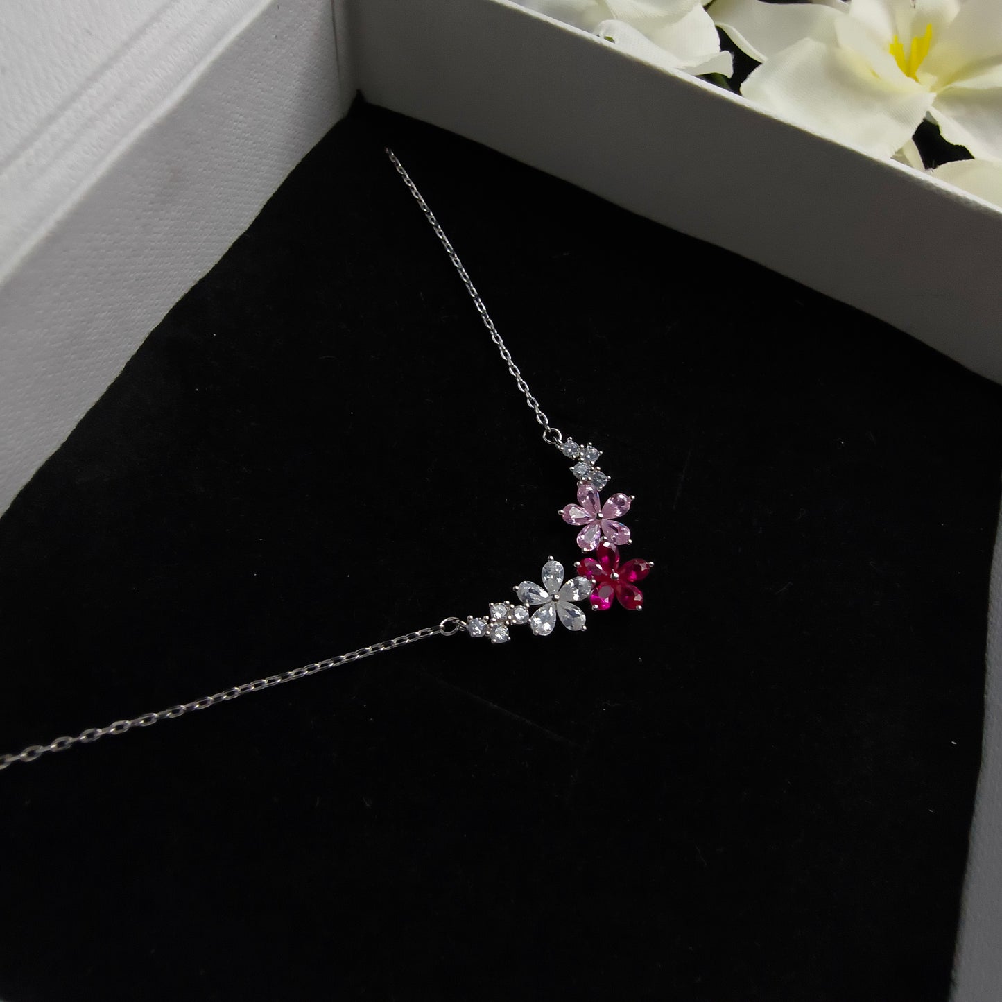 Silver Blushing Bloom Necklace