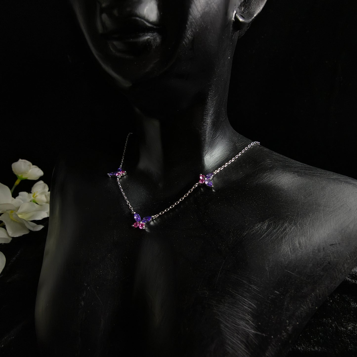 Silver Lilac Wings Necklace