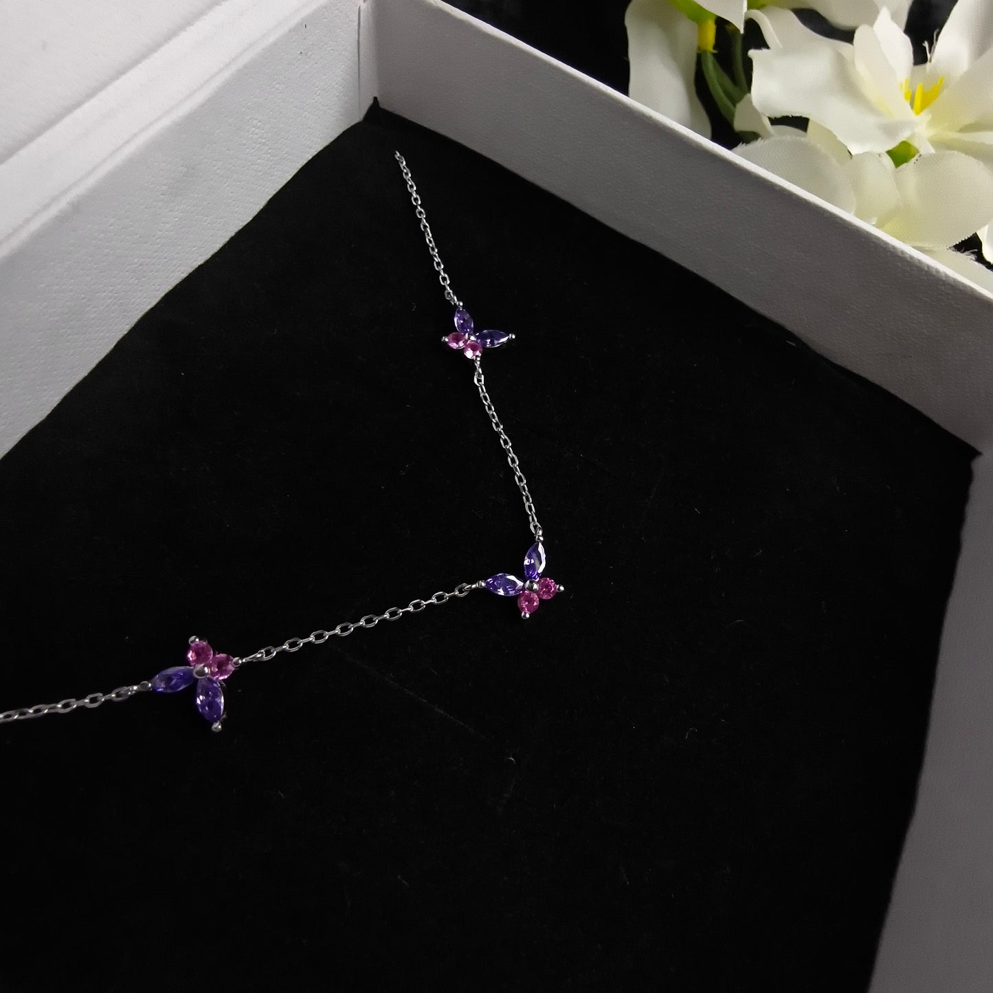 Silver Lilac Wings Necklace