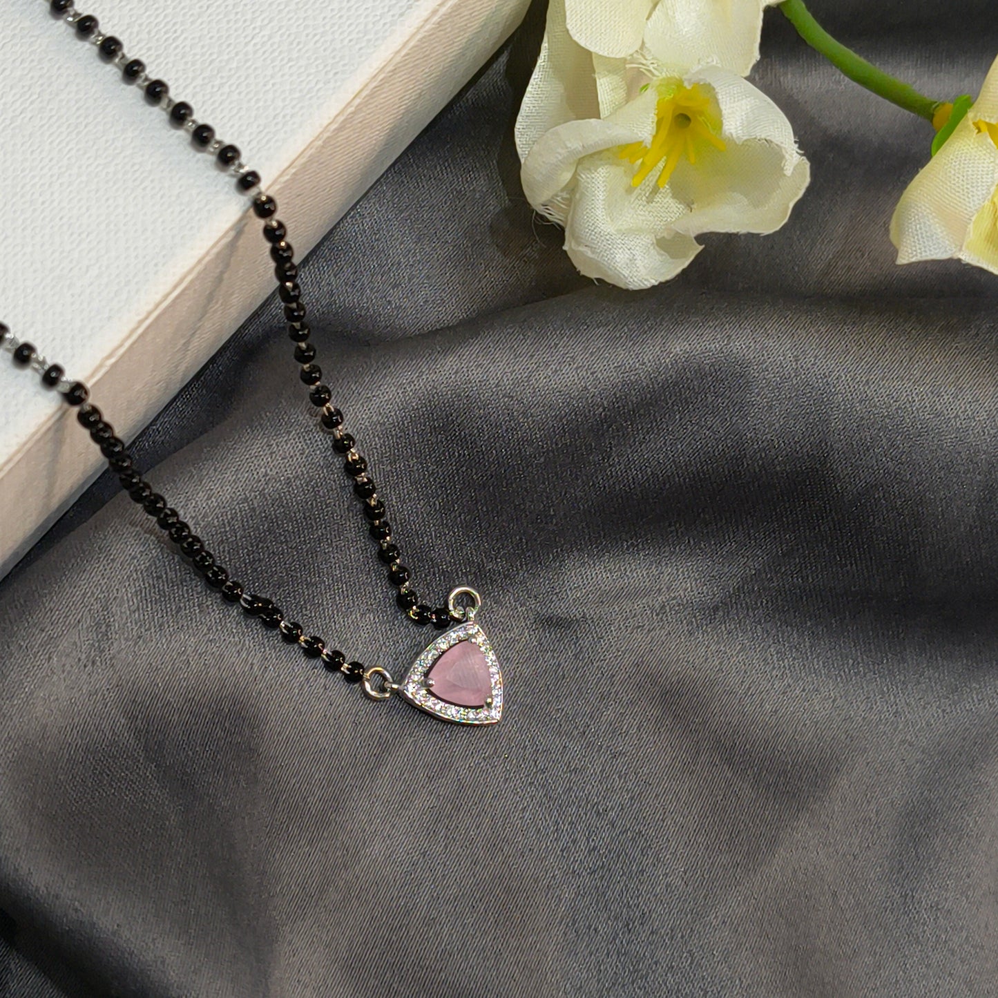 Silver Elegant Pink Triangle Mangalsutra