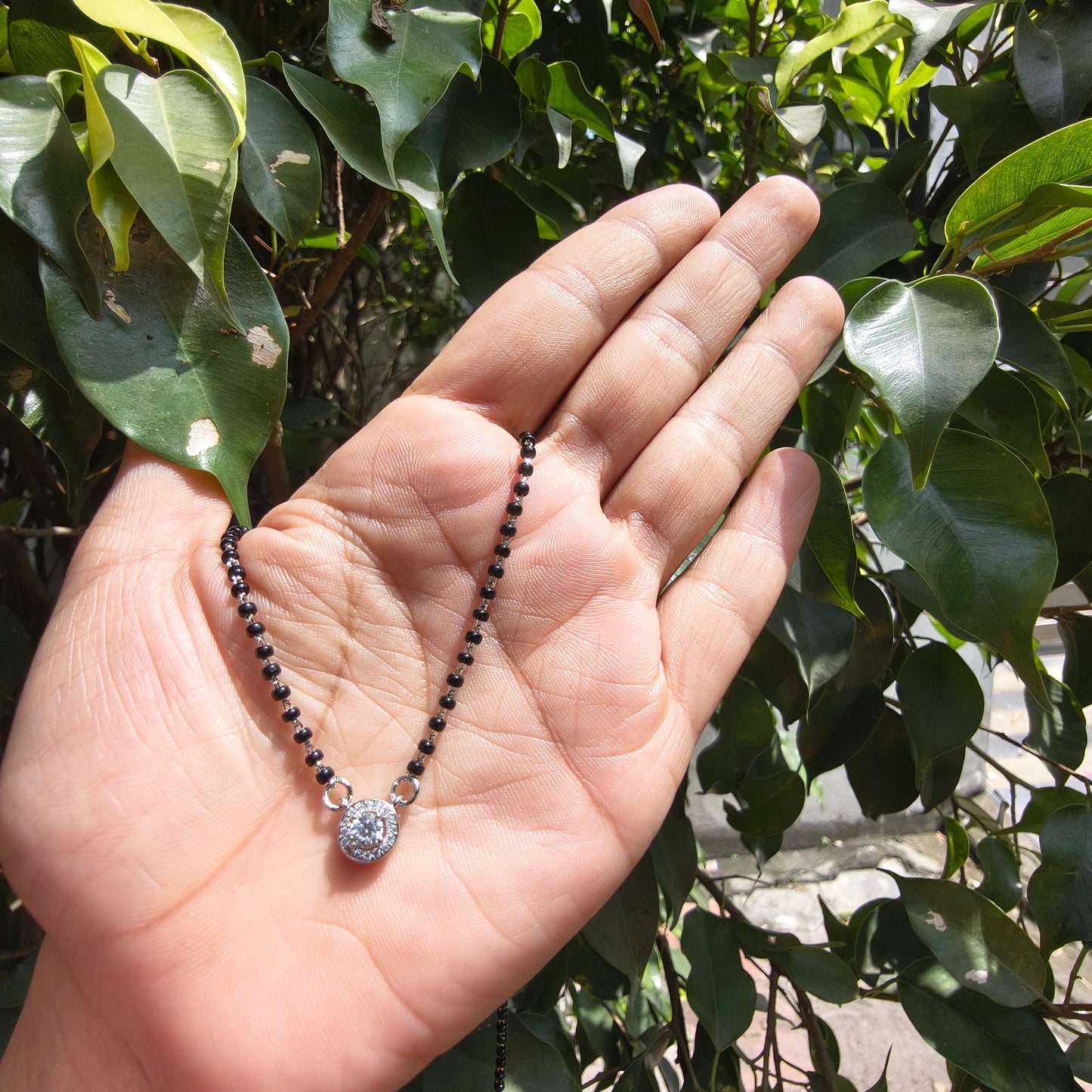 Silver White Stone Mangalsutra