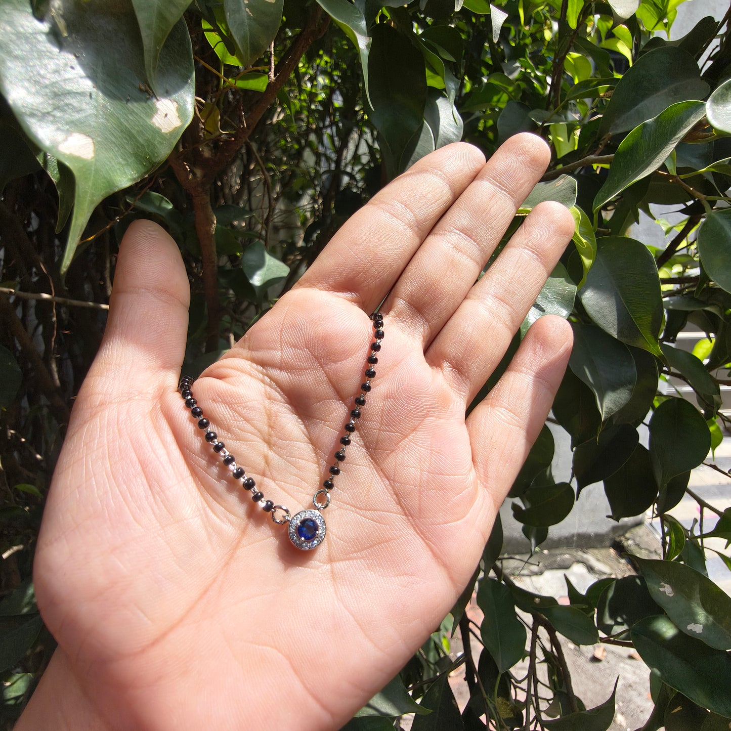 Silver Blue Stone Mangalsutra