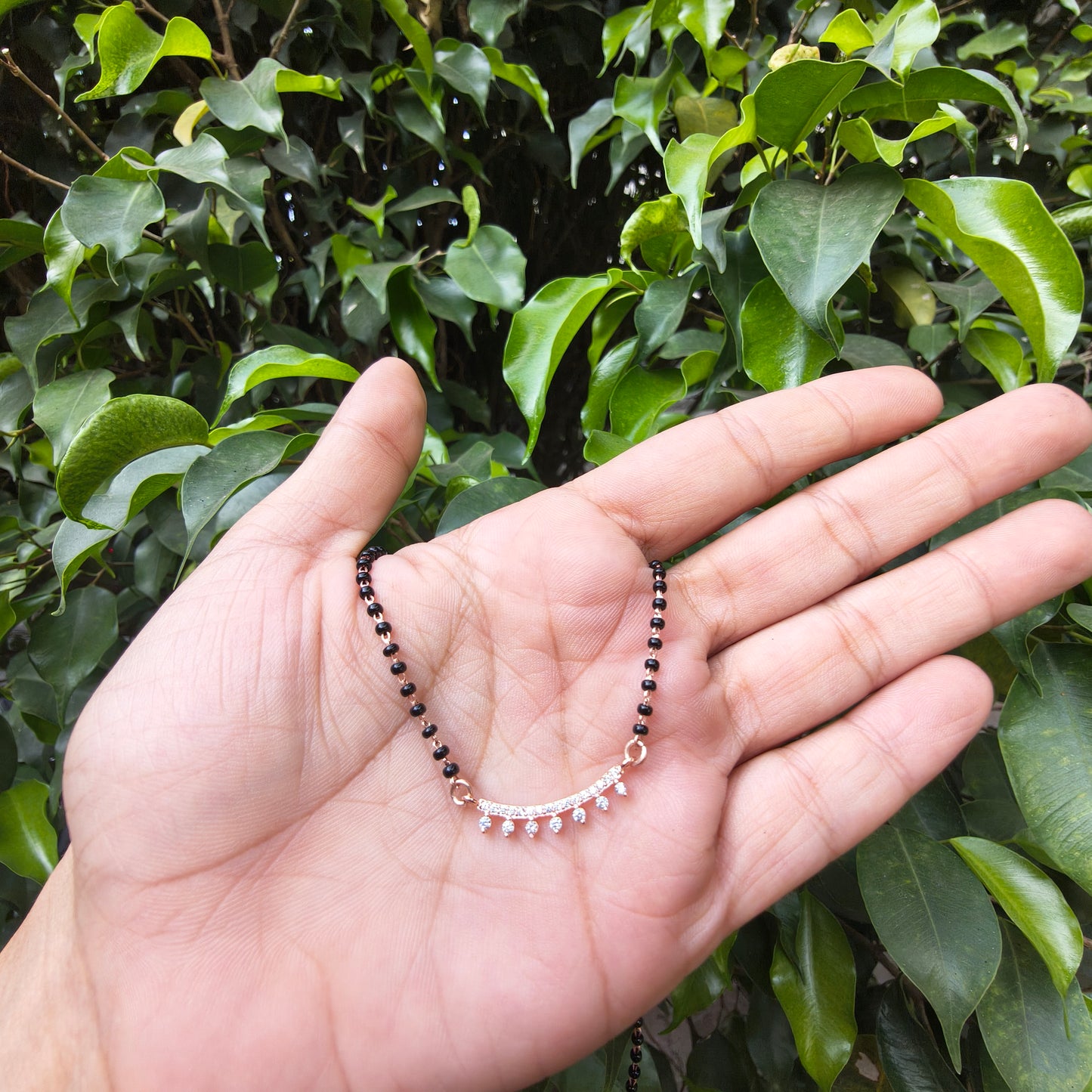 RoseGold Plated Silver Crown Mangalsutra