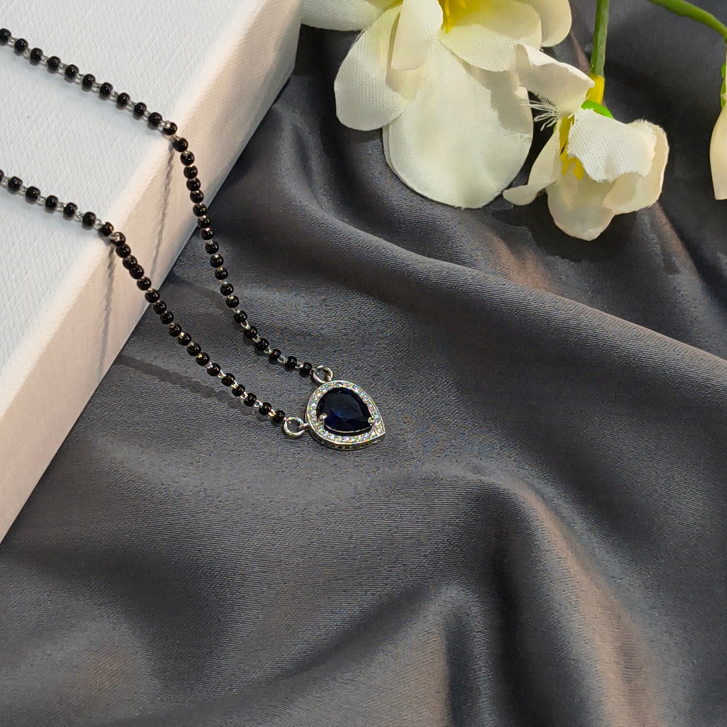 Silver Teardrop Blue Mangalsutra
