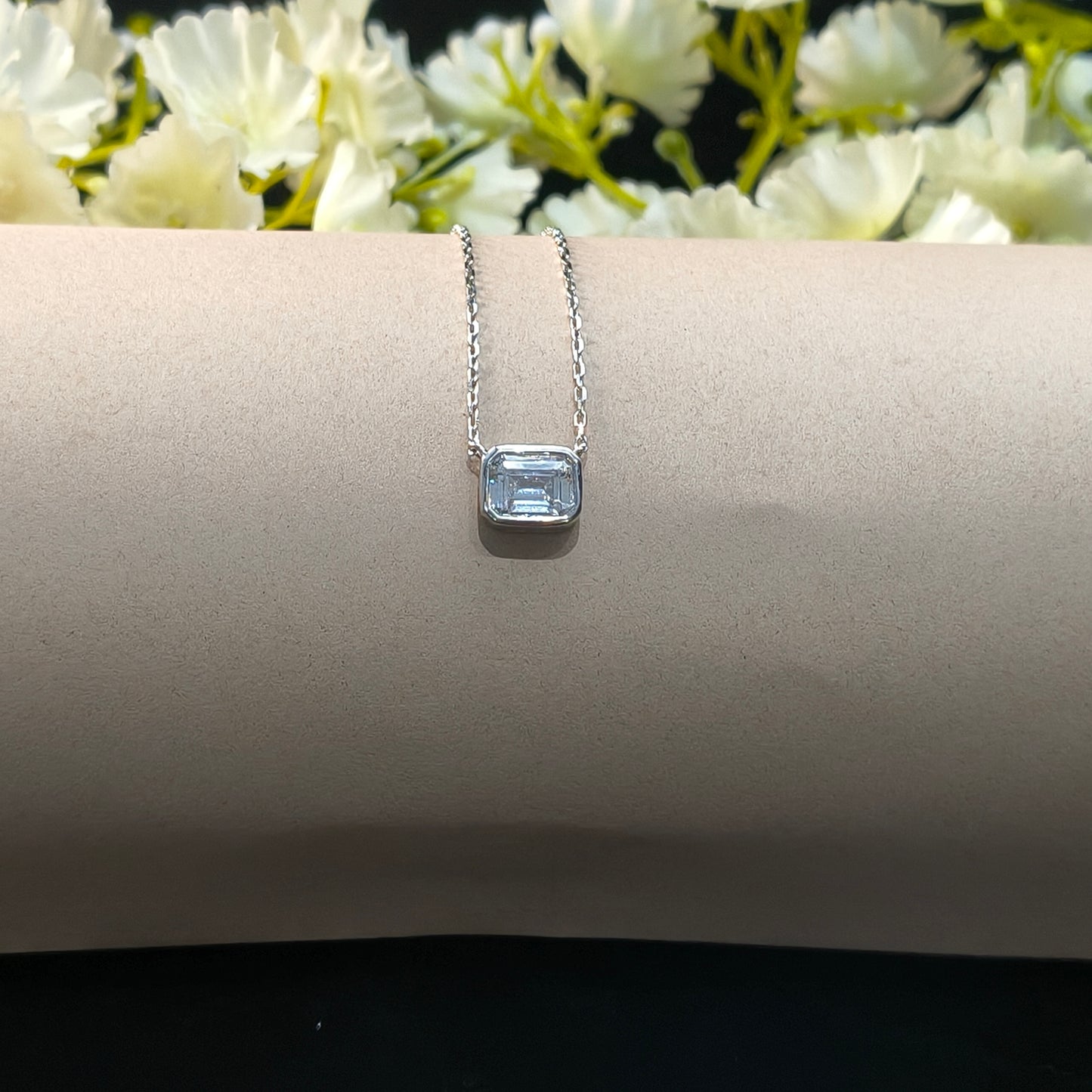 Silver Emerald Cut Pendant