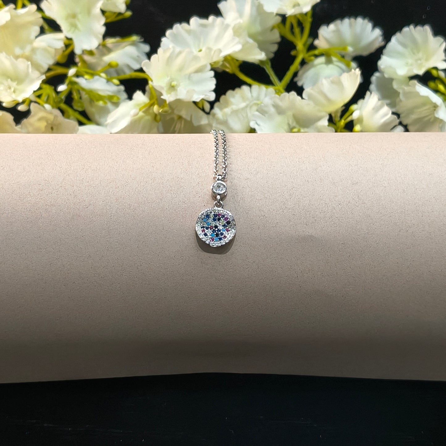 Silver Multicolour Disc Pendant