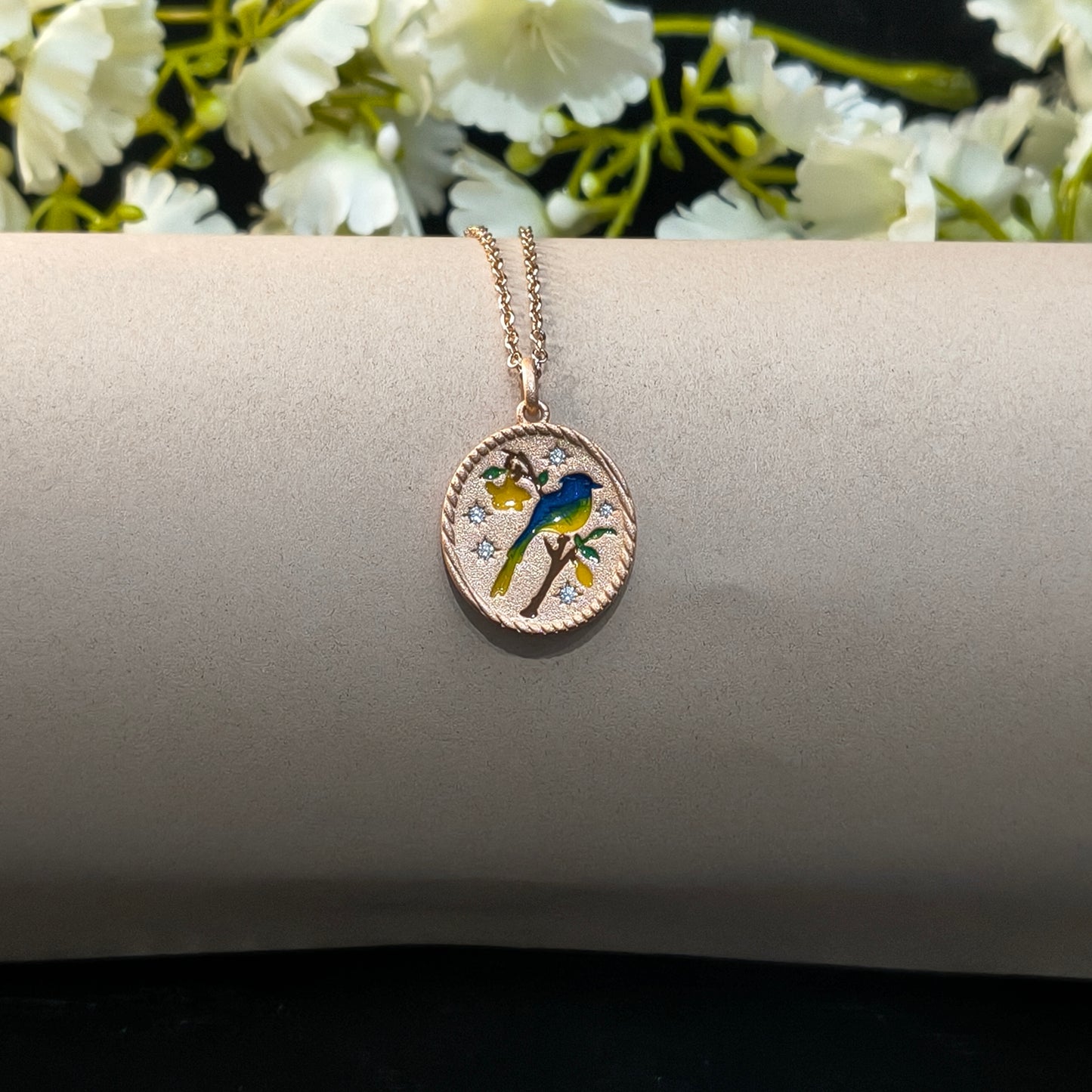 Rose Gold Plated Bird Coin Pendant