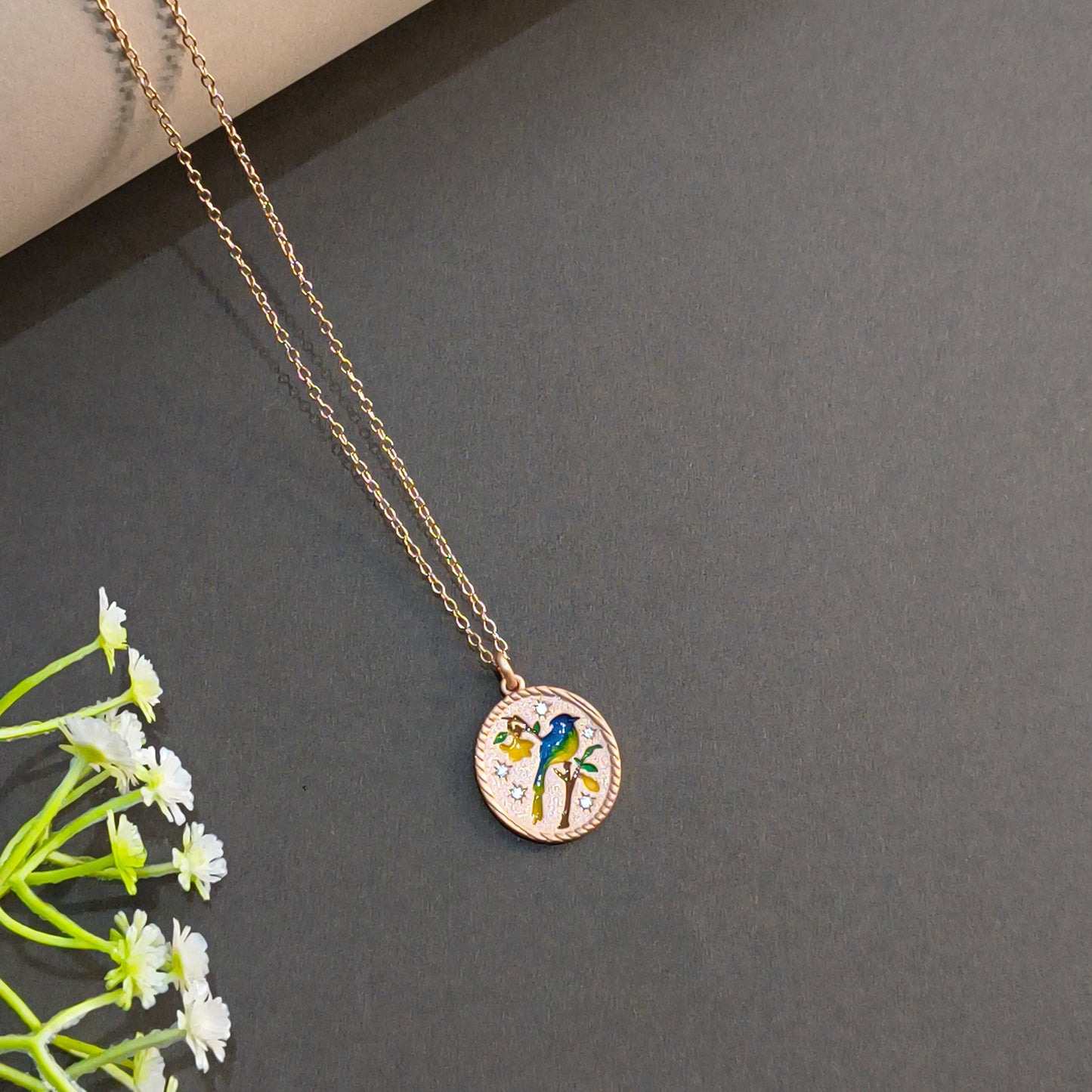 Rose Gold Plated Bird Coin Pendant