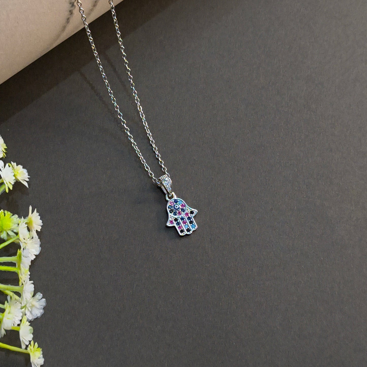 Silver Mystic Hamsa Pendant