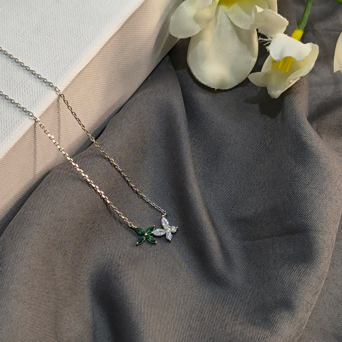 Silver Twin Flower Pendant