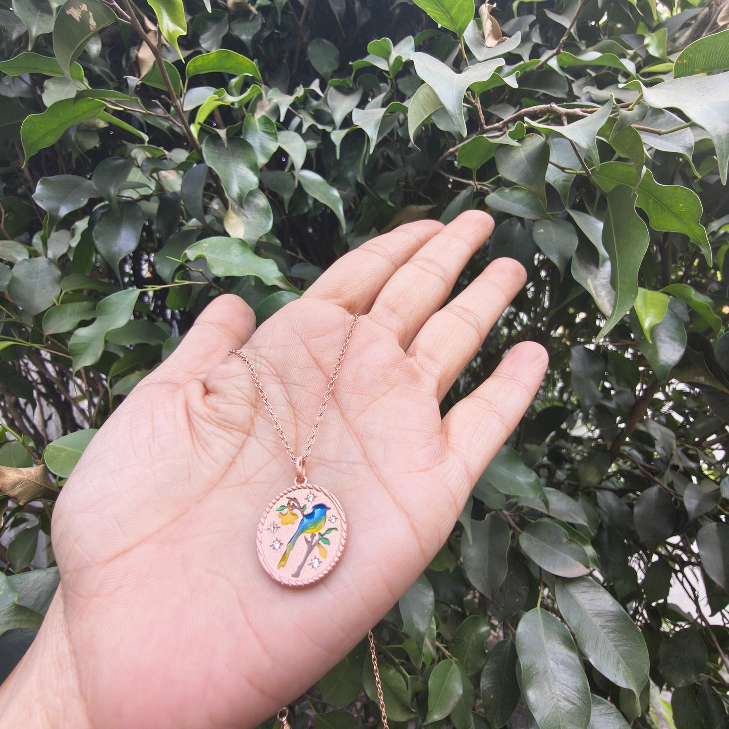 Rose Gold Plated Bird Coin Pendant