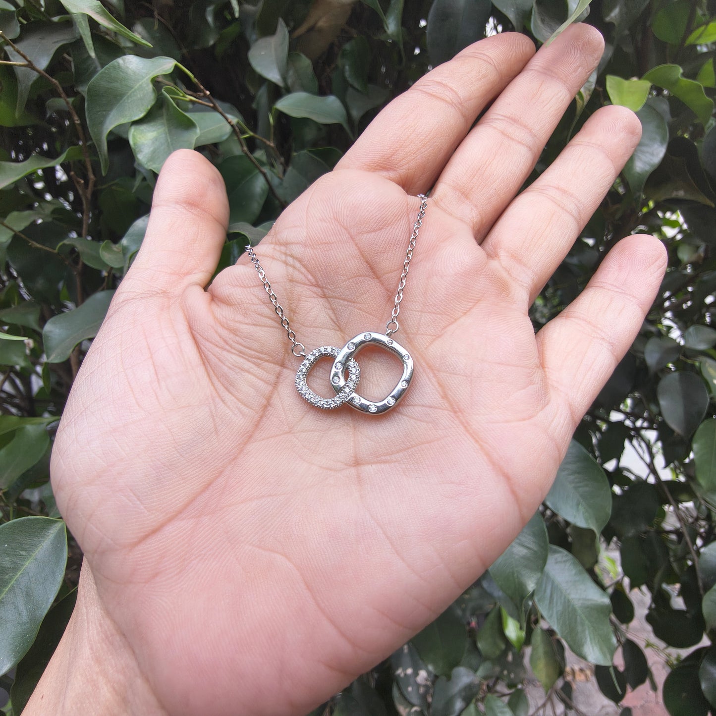 Silver Interlock Circles Pendant