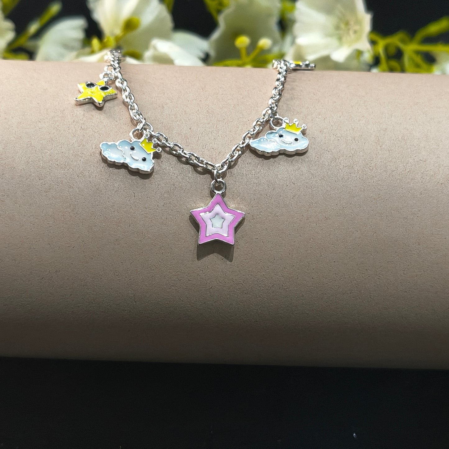 Silver Stars & Clouds Baby Bracelet