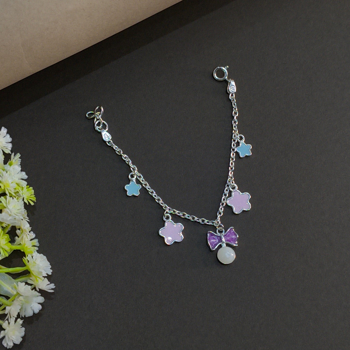 Silver Twinkle Bow Baby Bracelet