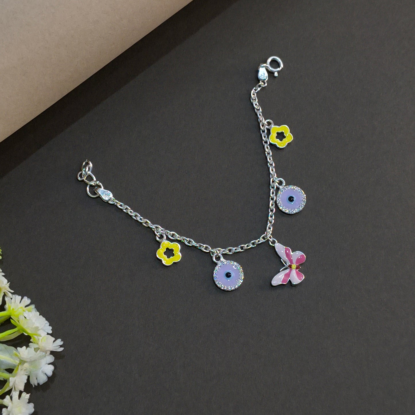 Silver Butteffly Garden Baby Bracelet