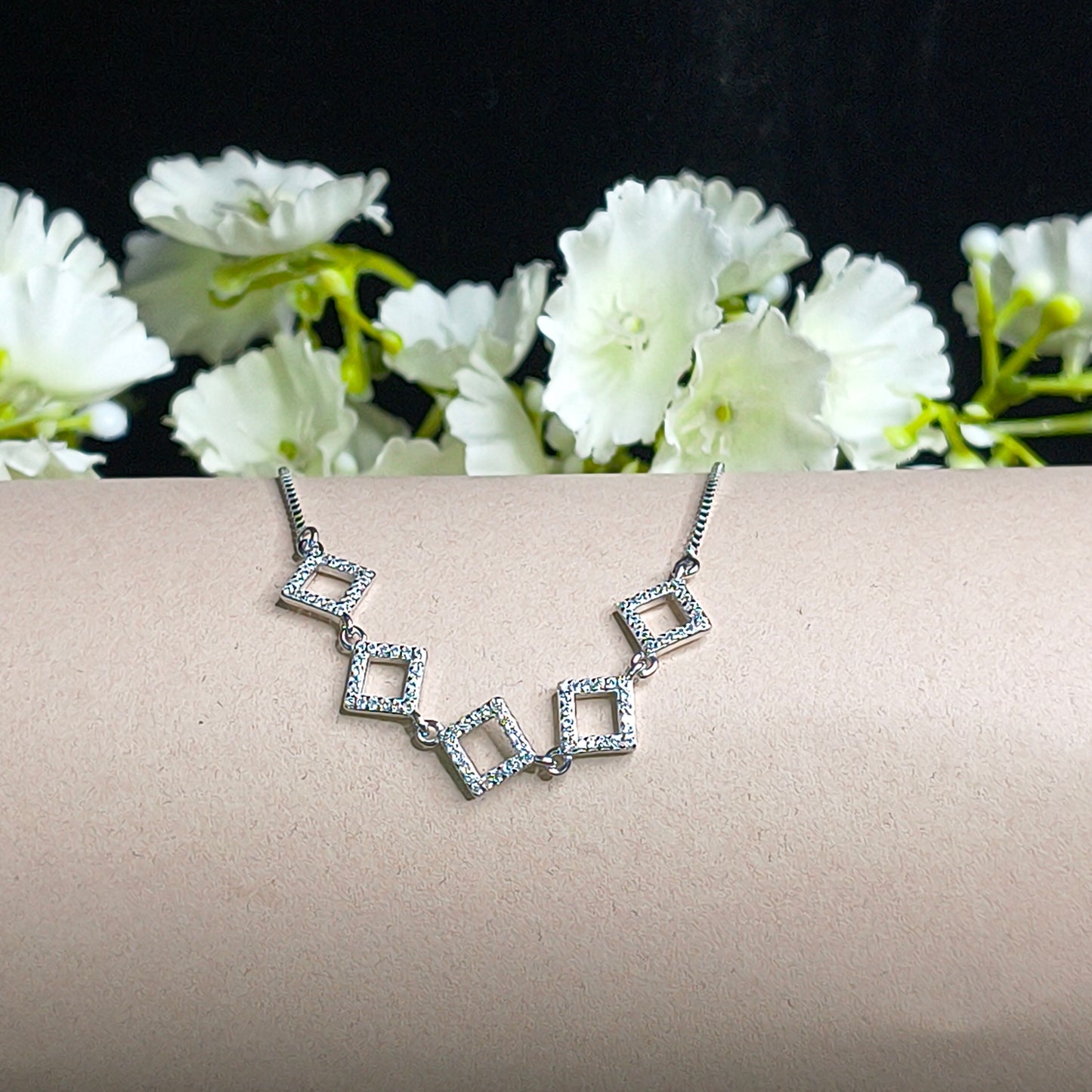 Silver Diamond Shaped Charm Bracelet