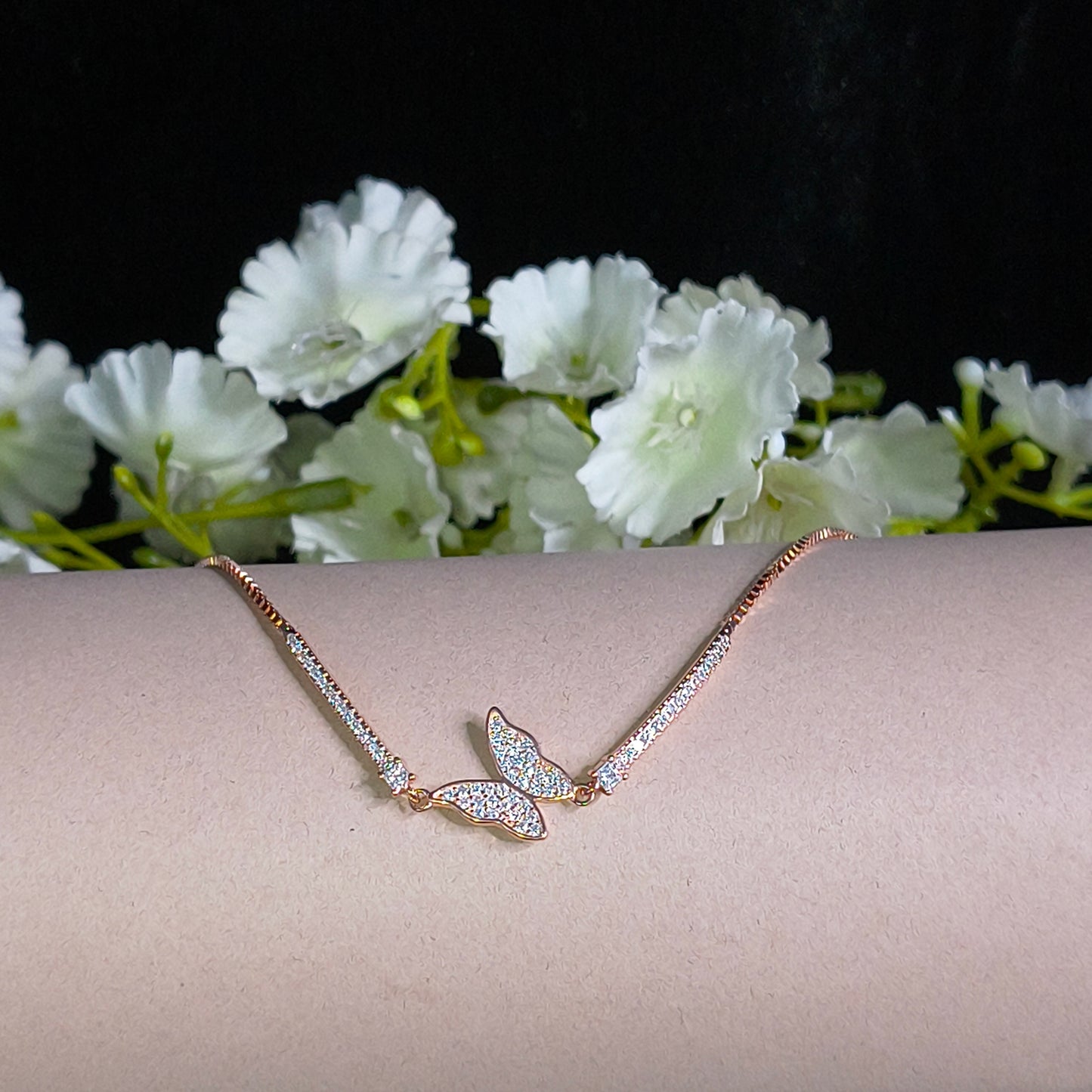 Rose Gold Plated Silver Butterfly Bracelet