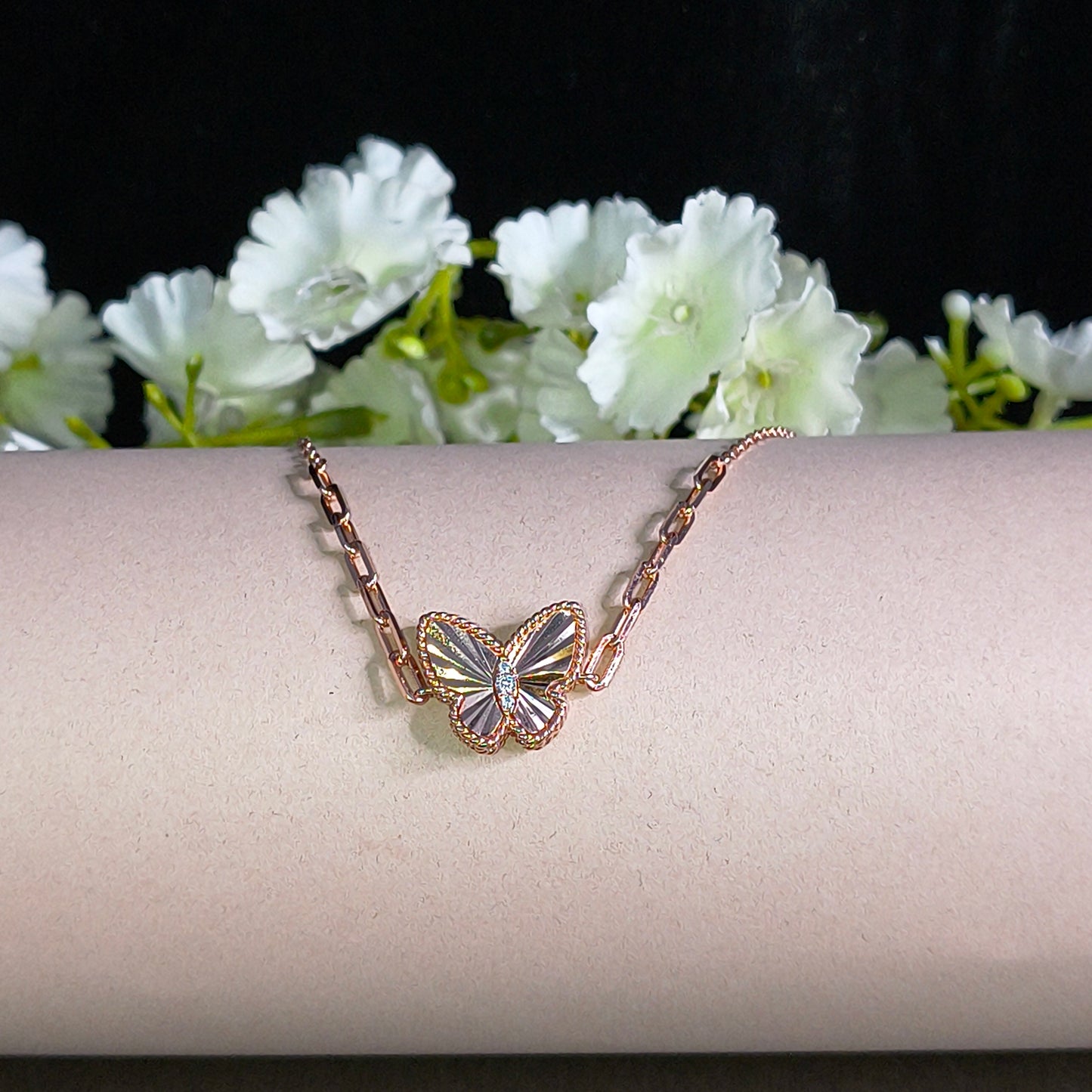 Rose Gold Plated Silver Modern Butterfly Bracelet