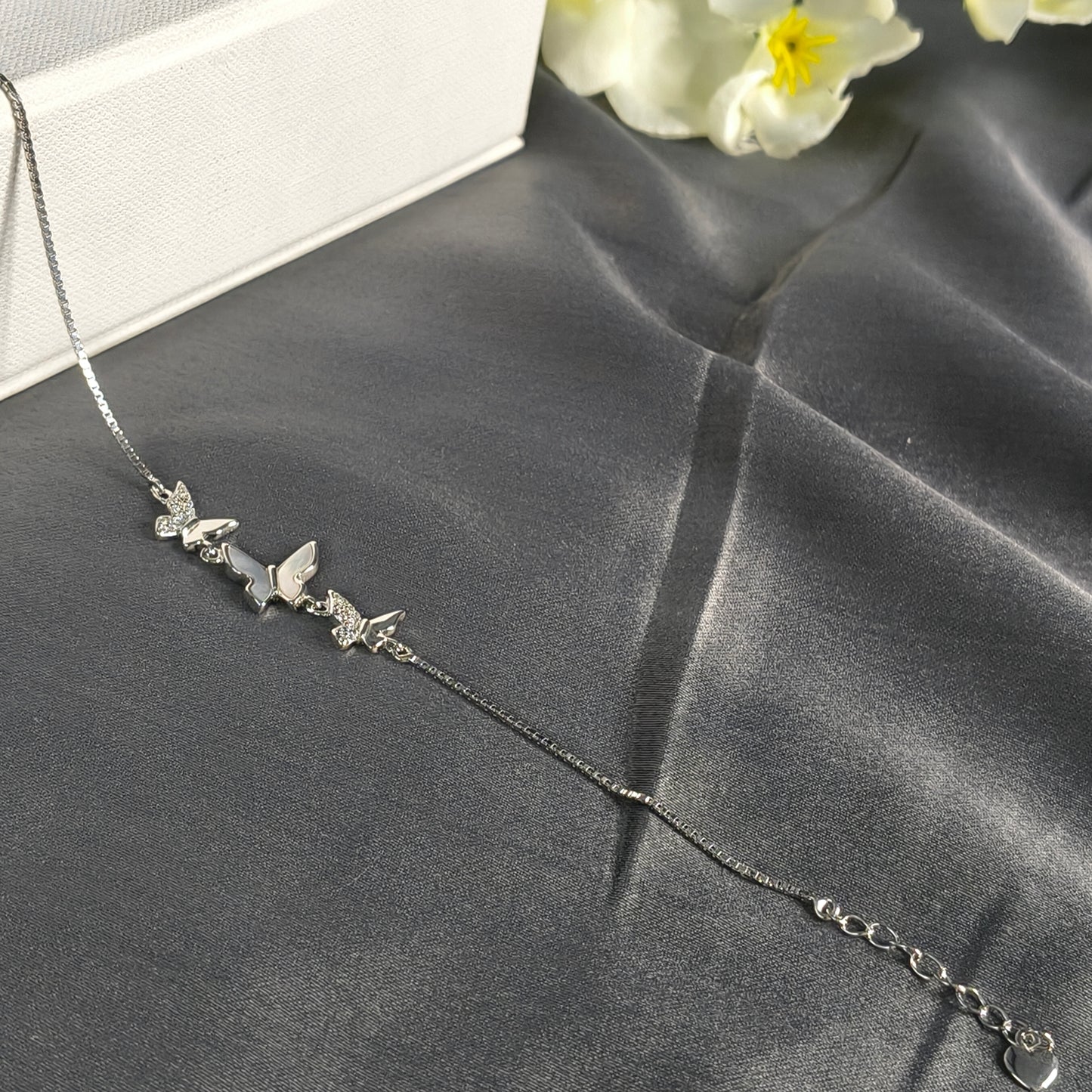 Silver Crystal Butterfly Friendship Bracelet