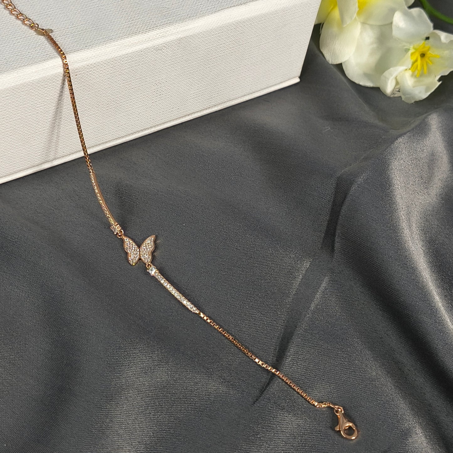 Rose Gold Plated Silver Butterfly Bracelet