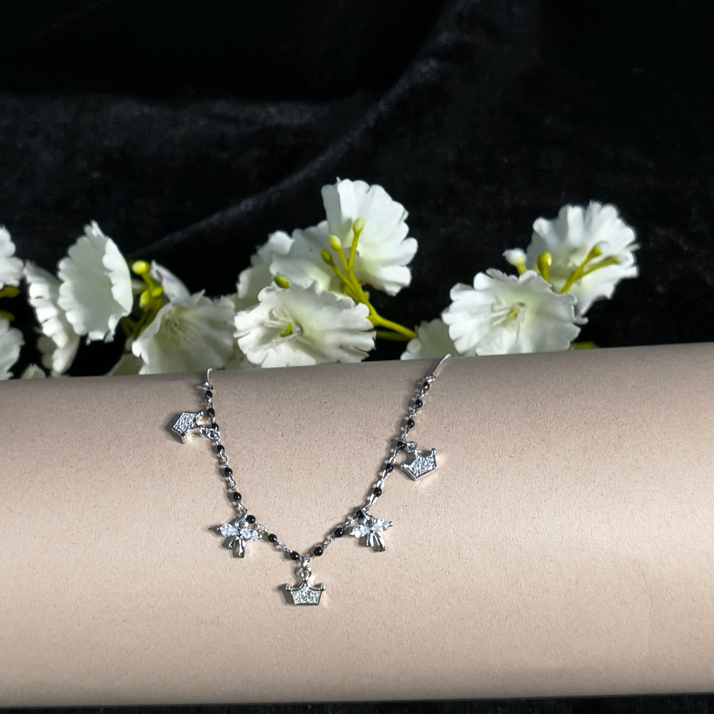 Silver Queen & Bow Charms Bracelet