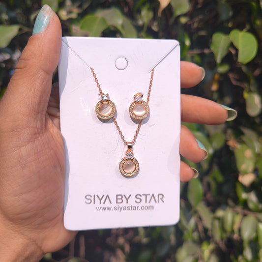 Rose Gold Plated Luxe Round Necklace Set