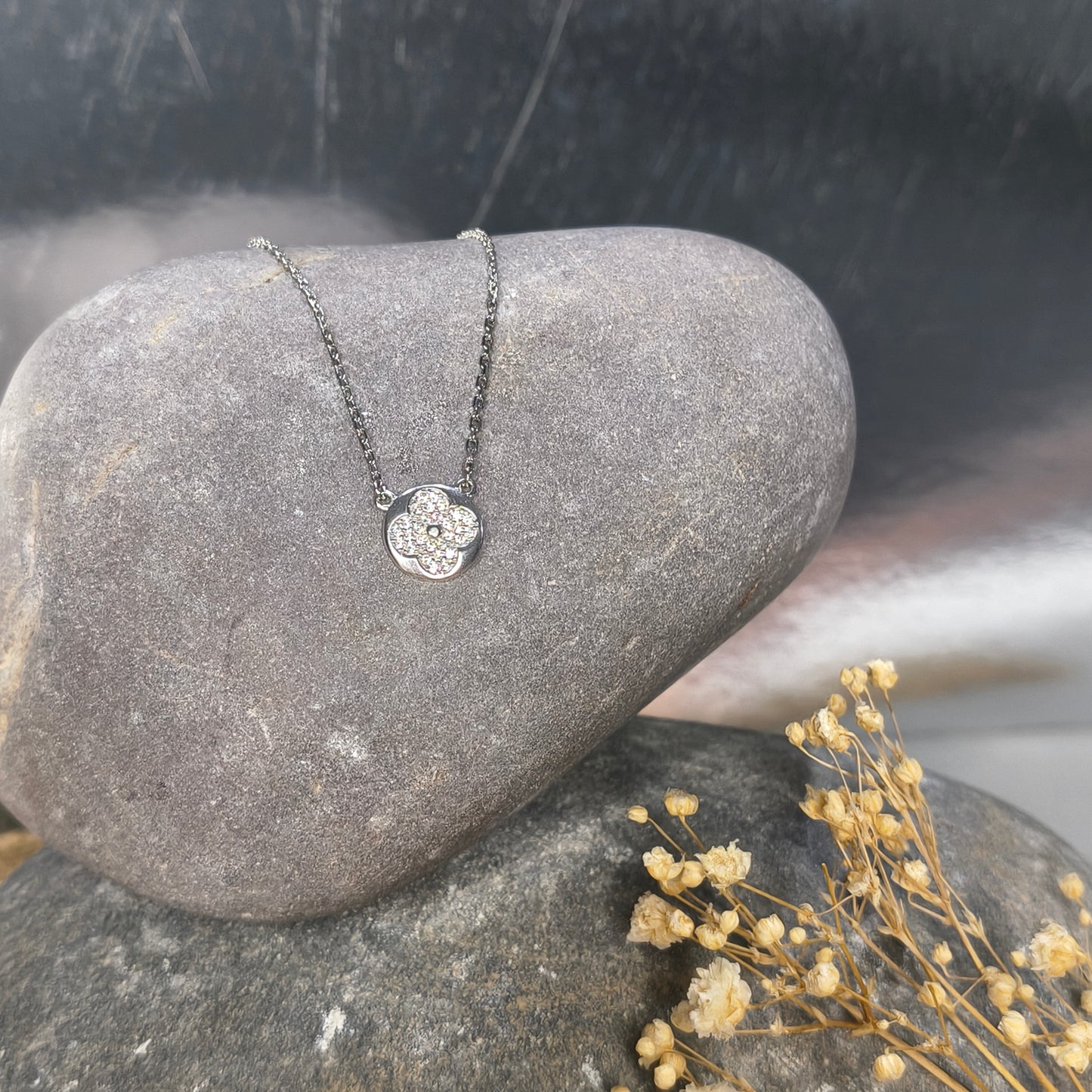 Silver Starlight Zircon Circle Necklace