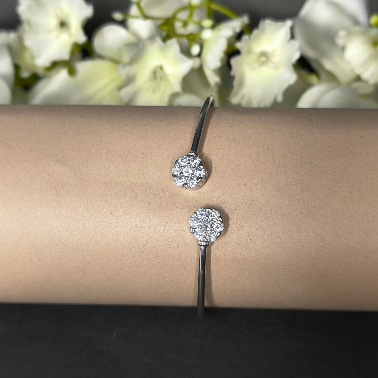 Silver Twin Circle Elegant Bracelet