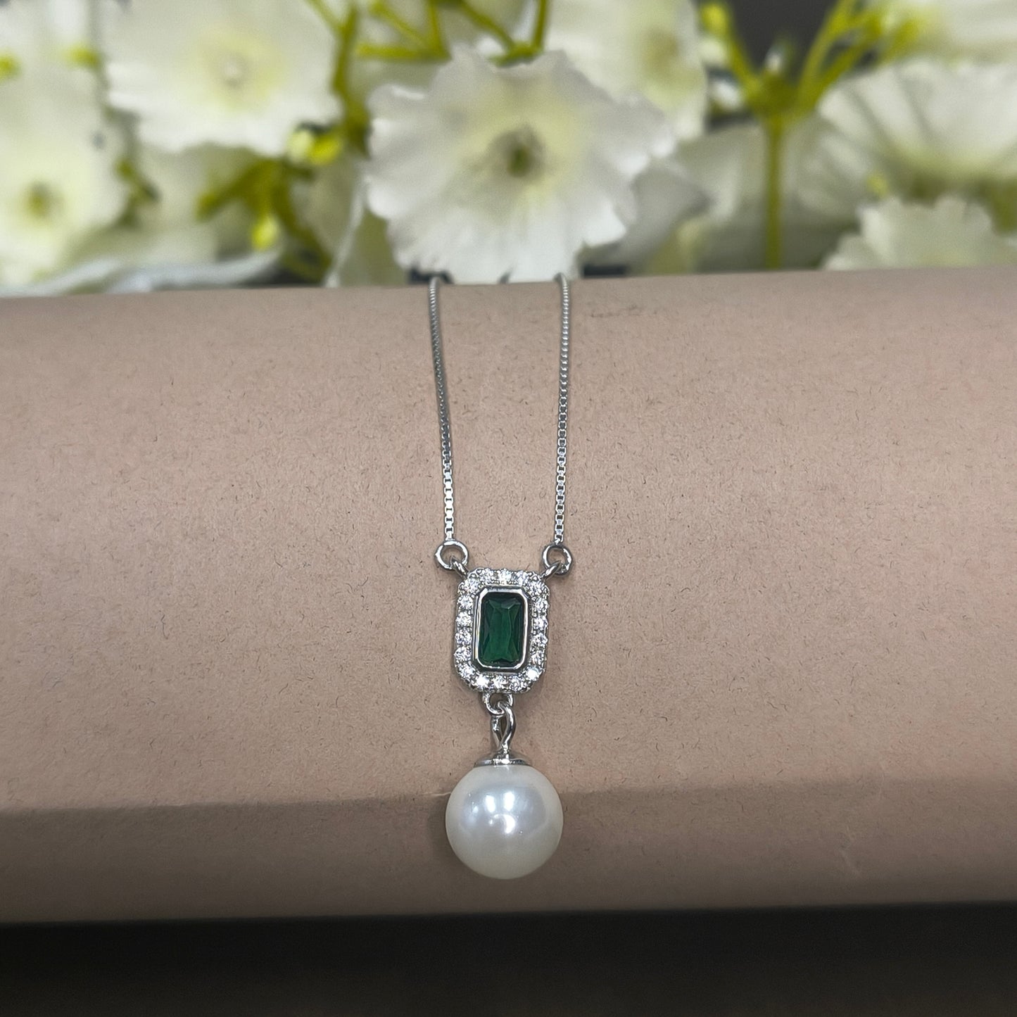 Silver Pearl Cascade Necklace