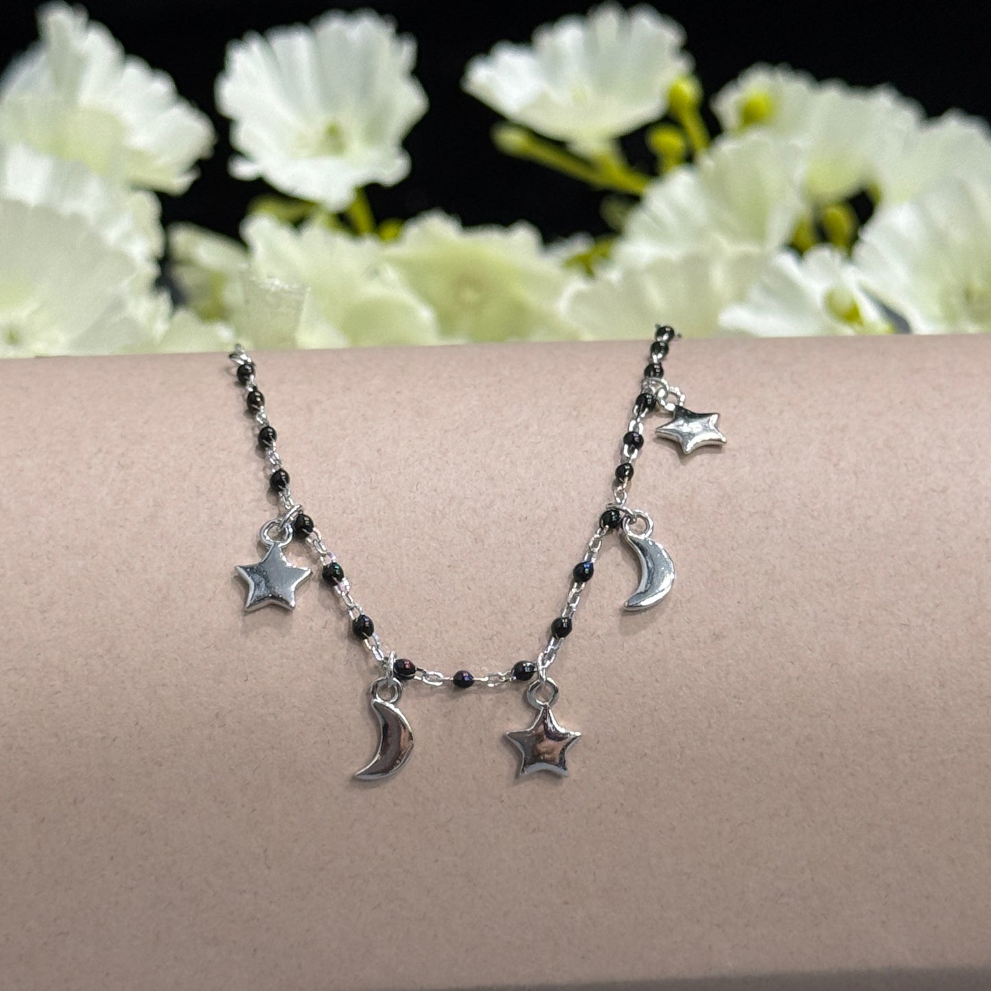 Silver Moon and Star Charm Bracelet