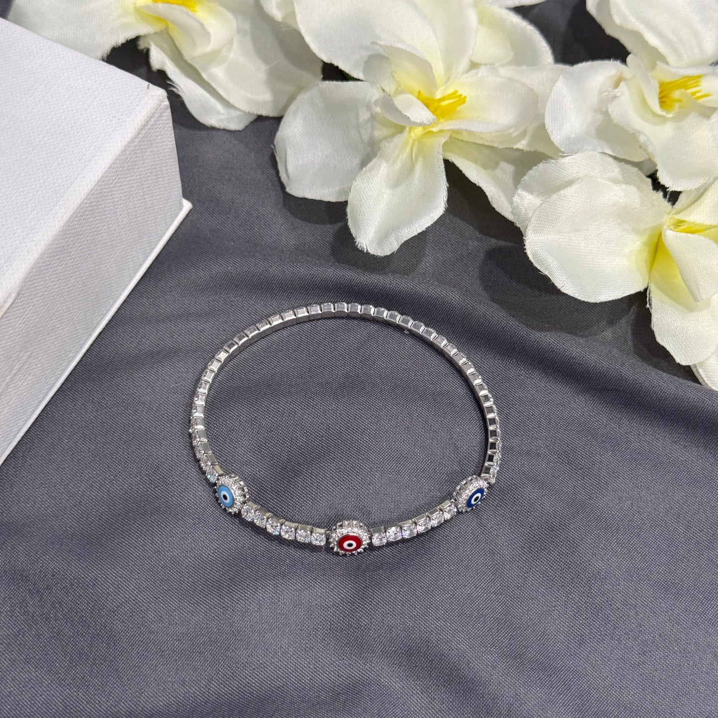 Silver Evil Eye Tennis Bracelet