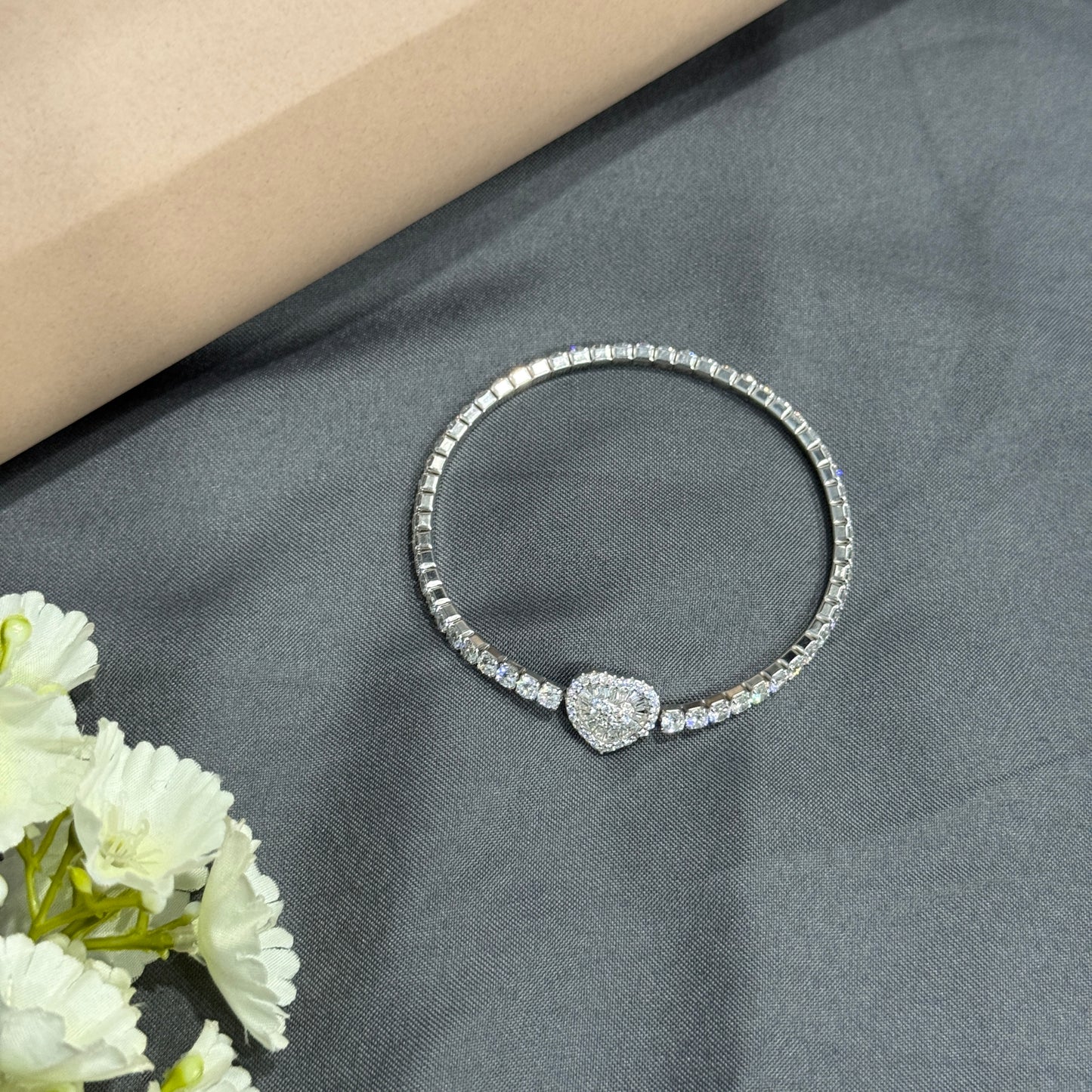 Silver Heart Tennis Bracelet