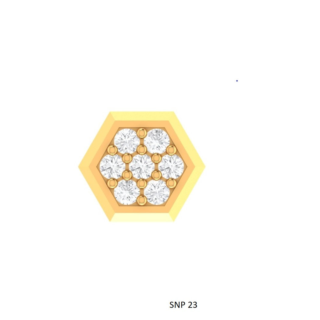 Lab Grown Diamond Cluster Hexagon Stud for Nose Ear Piercing