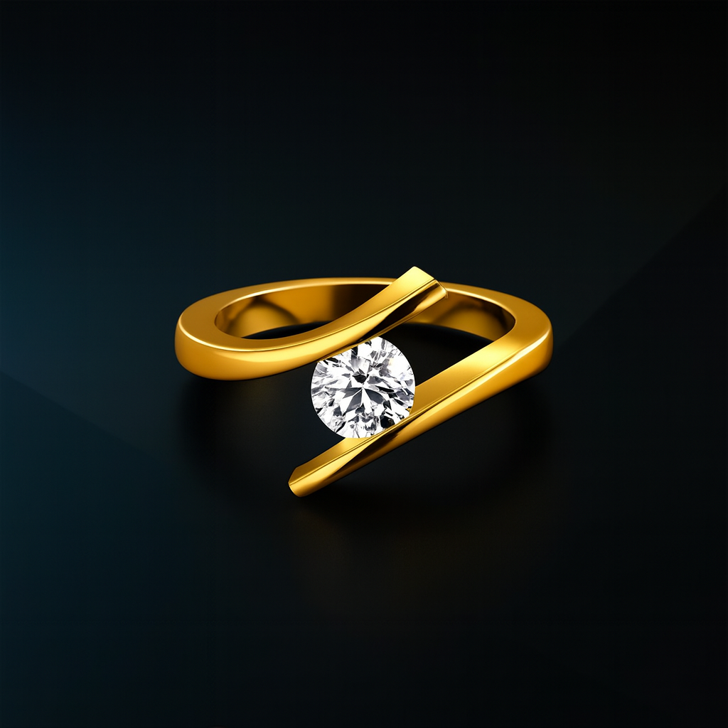 14K Solid Gold Brilliant Round Cut Solitaire CVD Engagement Ring