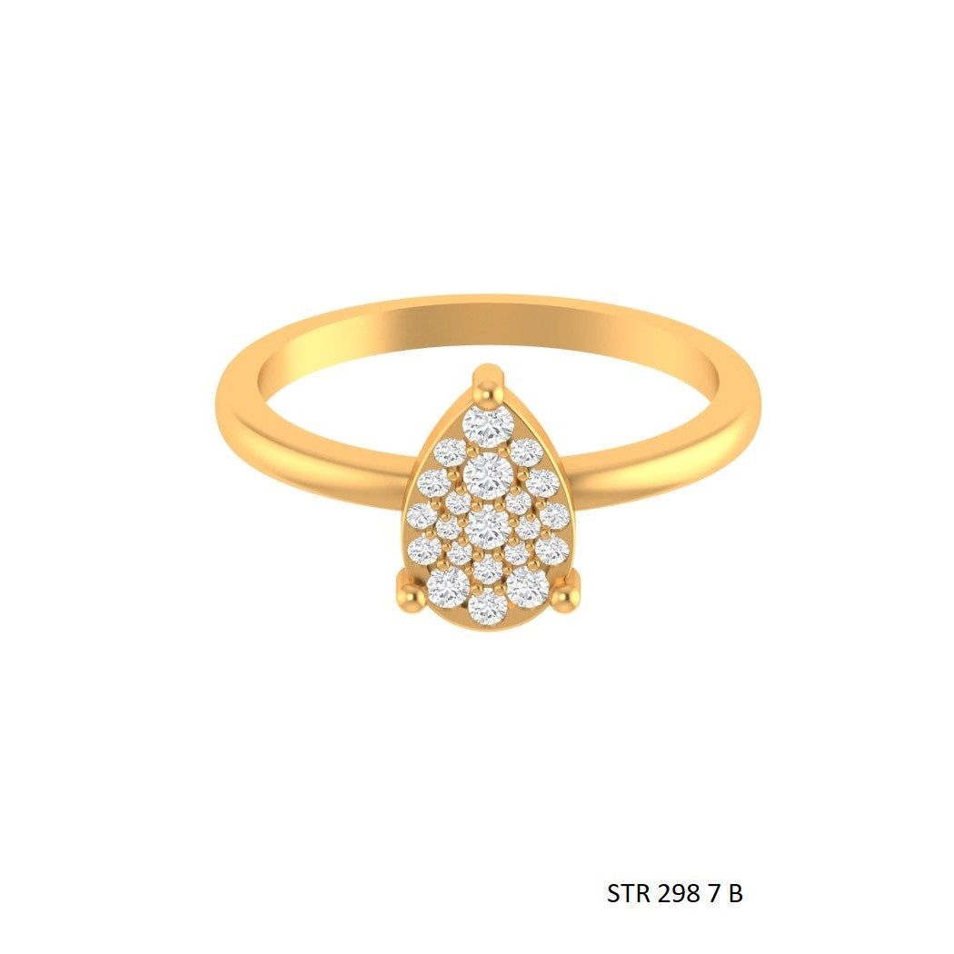Pear Shape Lab Diamond Cluster Wedding Proposal Ring