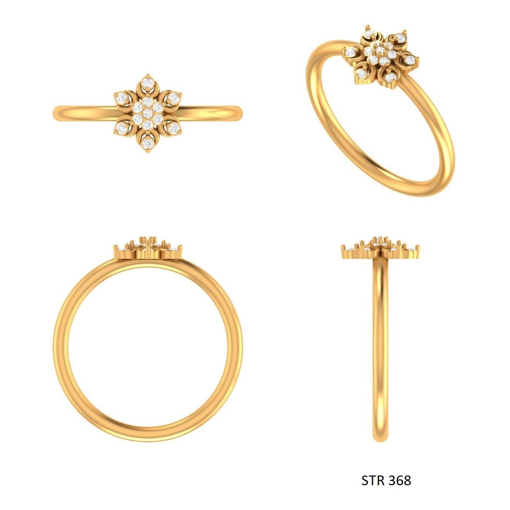 14K Solid Gold LAB Diamond Multi Stone Flower Ring