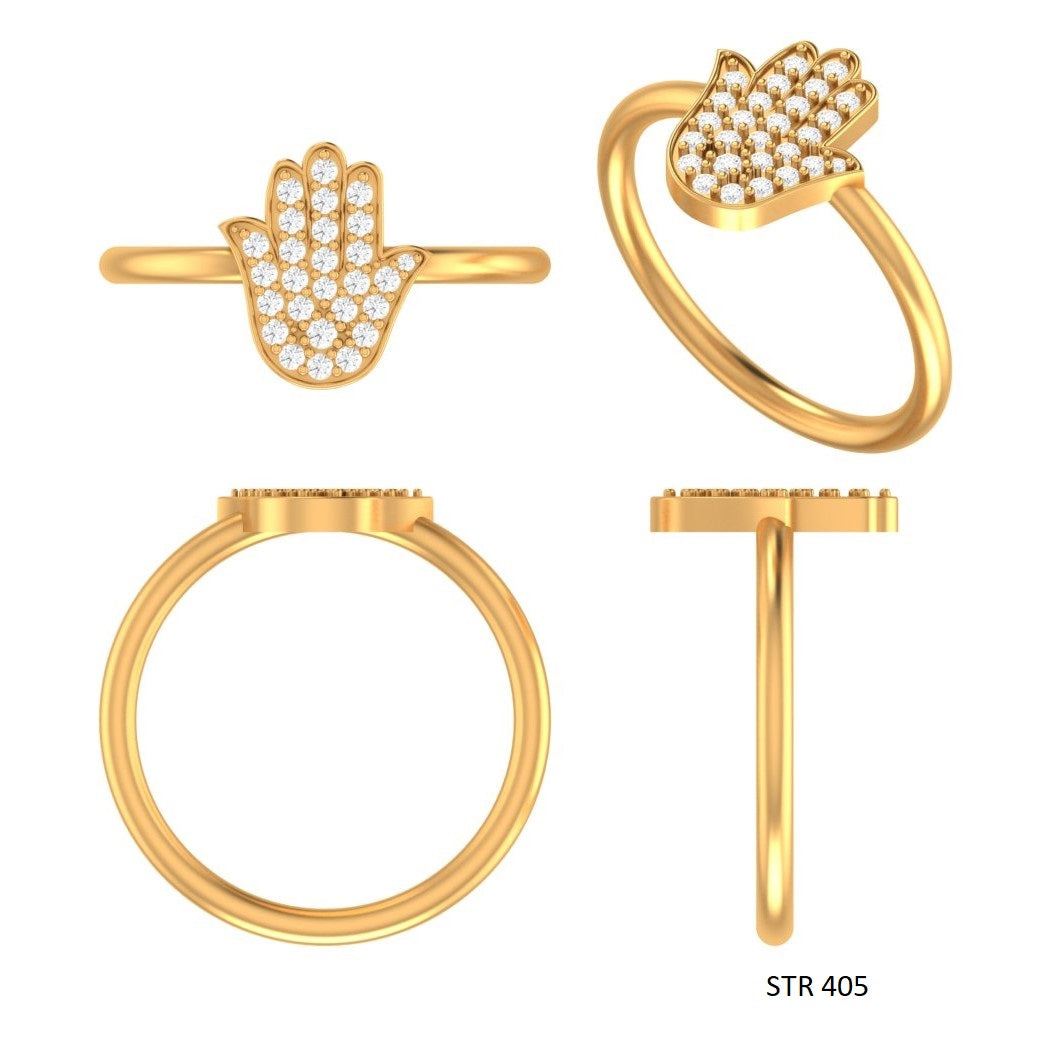 Solid Gold LAB Diamond Hamsa Ring