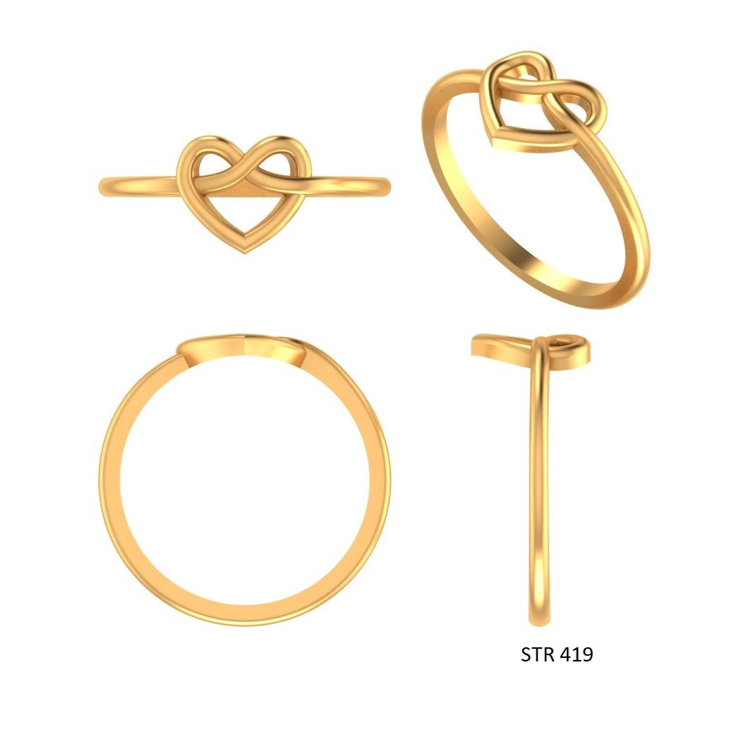 Solid Gold Dainty Twist Heart Ring
