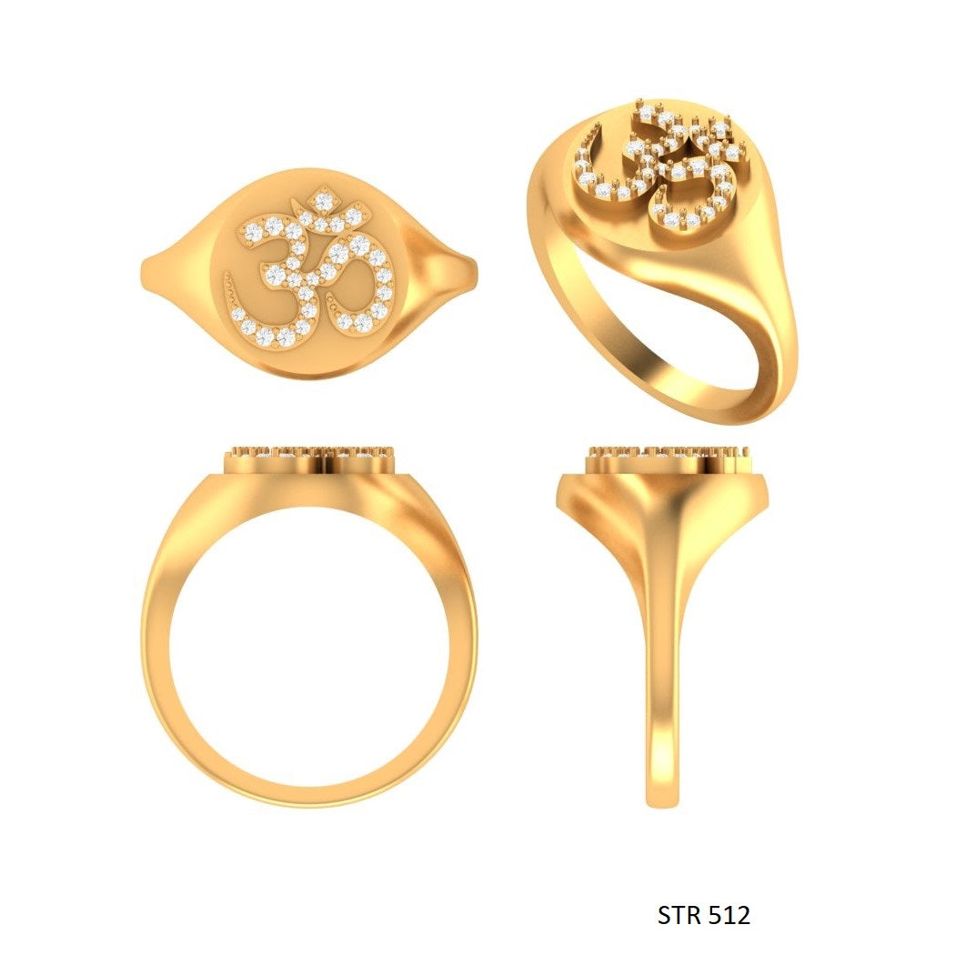 LAB Diamond Signet OM Yoga Ring