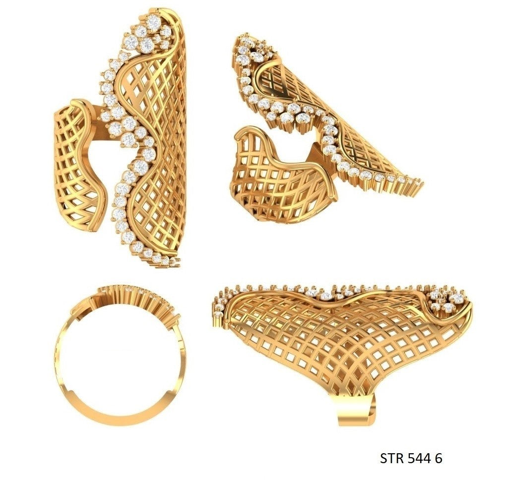 14K Solid Gold Unique Designer LAB Diamond Ring