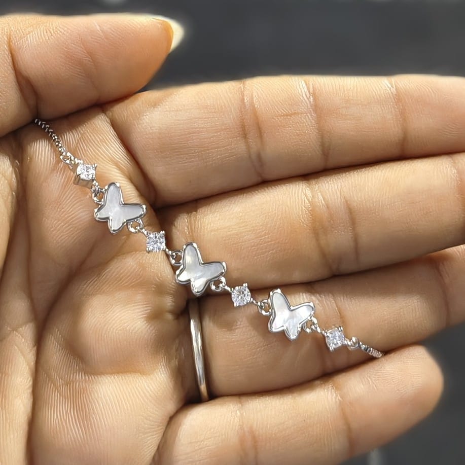 Silver Butterfly Cluster Bracelet